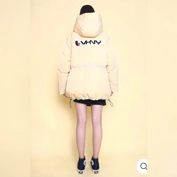 NWT VHNY Down Parka Oversized Winter Coat Beige Hooded Down Parka Jacket Sz M - Picture 5 of 12